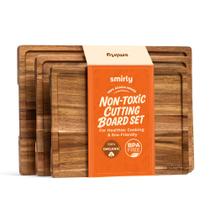 Conjunto de 3 Tábuas de Corte SMIRLY em Madeira de Acácia para Cozinha Conjunto de 3 Tábuas de Corte SMIRLY em Madeira de Acácia para Cozinha
