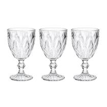 Conjunto de 3 Taças de Vidro Diamond 340ml para Água e Drinks