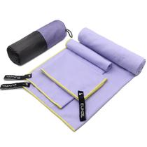 Conjunto de 3 tamanhos de toalha de acampamento Eunzel Quick Dry Microfiber Taro Purple
