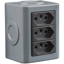 Conjunto De 3 Tomadas 2p+t Tramontina Liz Branco 10 A 250 V Termoplástico Com Acabamento Brilhante
