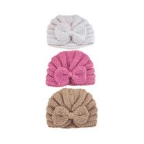 Conjunto De 3 Toucas De Inverno Para Bebê, Tricotadas, Quentes, Com Laço E Desenho De Urso, Para