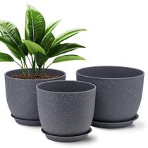 Conjunto de 3 vasos de flores Gardrium de plástico 25/23/20 cm cinza