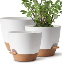 Conjunto de 3 vasos para plantas TYMENSH com autoirrigação, branco
