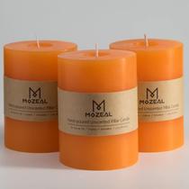 Conjunto de 3 velas de pilar laranja sem perfume MOZEAL de 3x4" Conjunto de 3 velas de pilar laranja sem perfume MOZEAL de 3x4"