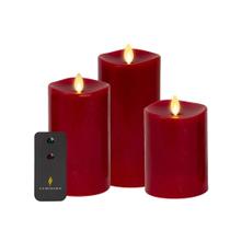 Conjunto de 3 velas LED sem chama Luminara Burgundy com controle remoto Conjunto de 3 velas LED sem chama Luminara Burgundy com controle remoto