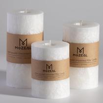 Conjunto de 3 velas Pillar Candles MOZEAL White Crystal feitas à mão