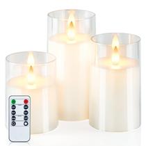 Conjunto de 3 velas sem chama Homemory LED com temporizador remoto