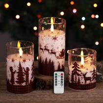 Conjunto de 3 velas sem chama Lamp Eywamage Red Buffalo Plaid