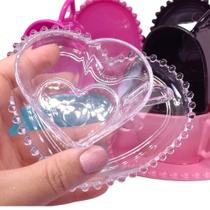 Conjunto de 3 xicara de café coração com 3 Pires coração em Acrílico Conjunto de 3 xicara de café coração com 3 Pires coração em Acrílico