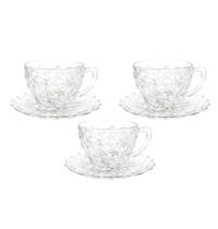 Conjunto de 3 Xícaras Rocks com Pires de Vidro 185ml Conjunto de 3 Xícaras Rocks com Pires de Vidro 185ml