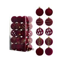 Conjunto De 30 Bolas De Natal Flocadas De 6CM Para Decoração De Árvore De Natal Em Plástico