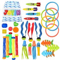 Conjunto de 30 peças de brinquedos de mergulho para piscina JOYIN com bolsa de armazenamento para crianças de 3 a 12 anos Conjunto de 30 peças de brinquedos de mergulho para piscina JOYIN com bolsa de armazenamento para crianças de 3 a 12 anos