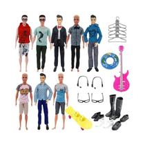 Conjunto De 30 Peças De Roupas E Acessórios Para Bonecas Ken Para Meninas: Óculos, Sapatos, Cabides, Conjunto De 30 Peças De Roupas E Acessórios Para Bonecas Ken Para Meninas: Óculos, Sapatos, Cabides,