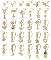 Conjunto de 30 piercings para nariz SONNYX em cobre com zircônias cúbicas (CZ) e pingentes