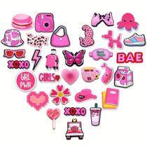 Conjunto De 31 Pingentes Decorativos De PVC Rosa Para O Dia Dos Namorados Para Crocs, Bogg Bag, Conjunto De 31 Pingentes Decorativos De PVC Rosa Para O Dia Dos Namorados Para Crocs, Bogg Bag,