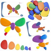 Conjunto de 36 Learning Toy Rainbow Pebbles com 20 cartas