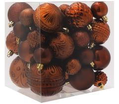 Conjunto de 36 peças de enfeites de bola de Natal LUCKY CHRIS Brown Conjunto de 36 peças de enfeites de bola de Natal LUCKY CHRIS Brown