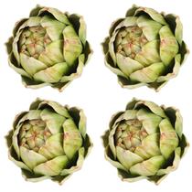 Conjunto de 4 alcachofras artificiais verdes para decoração de 11 cm