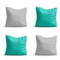 Conjunto de 4 almofadas Cinza e Azul Turquesa lisas 42x42 com enchimento Atelier Valverde