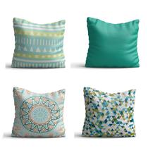 Conjunto de 4 almofadas Geometricos Azuis Claro 42x42 com enchimento Atelier Valverde