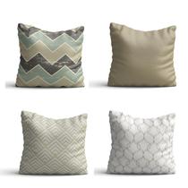 Conjunto de 4 almofadas Geometricos cinza e bege 42x42 com enchimento Atelier Valverde