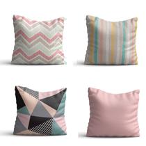 Conjunto de 4 almofadas Geometricos Cor de Rosa 42x42 com enchimento Atelier Valverde