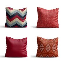 Conjunto de 4 almofadas Geometricos Vermelho 42x42 com enchimento Atelier Valverde