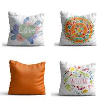 Conjunto de 4 almofadas Hippie Laranja 42x42 com enchimento Atelier Valverde Conjunto de 4 almofadas Hippie Laranja 42x42 com enchimento Atelier Valverde