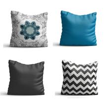 Conjunto de 4 almofadas Mandala azul e cinza 42x42 com enchimento Atelier Valverde Conjunto de 4 almofadas Mandala azul e cinza 42x42 com enchimento Atelier Valverde