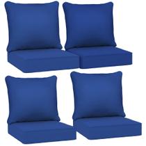 Conjunto de 4 Almofadas para Área Externa Outsunny Azul-Marinho 61 x 61 cm Conjunto de 4 Almofadas para Área Externa Outsunny Azul-Marinho 61 x 61 cm