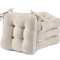 Conjunto de 4 Almofadas para Cadeira BETU Bege 40x40x9 cm Conjunto de 4 Almofadas para Cadeira BETU Bege 40x40x9 cm