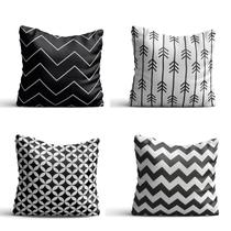 Conjunto de 4 almofadas Preto e branco 42x42 com enchimento Atelier Valverde