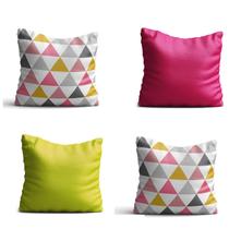 Conjunto de 4 almofadas Triangulos Amarelo e Rosa 42x42 com enchimento Atelier Valverde Conjunto de 4 almofadas Triangulos Amarelo e Rosa 42x42 com enchimento Atelier Valverde