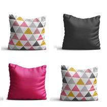 Conjunto de 4 almofadas Triangulos Rosa 42x42 com enchimento Atelier Valverde Conjunto de 4 almofadas Triangulos Rosa 42x42 com enchimento Atelier Valverde