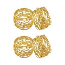 Conjunto De 4 Anéis De Guardanapo Redondos Largos Em Metal Dourado E Prateado, Decoração Para Mesa