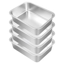 Conjunto de 4 Assadeiras Retangulares SINJEUN em Aço Inoxidável 36x27x10 cm Conjunto de 4 Assadeiras Retangulares SINJEUN em Aço Inoxidável 36x27x10 cm