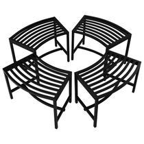 Conjunto de 4 bancos curvos de metal para área externa VINGLI, resistente às intempéries Conjunto de 4 bancos curvos de metal para área externa VINGLI, resistente às intempéries