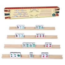 Conjunto de 4 bandejas/racks/suportes de madeira Mahjong GOTHINK Conjunto de 4 bandejas/racks/suportes de madeira Mahjong GOTHINK