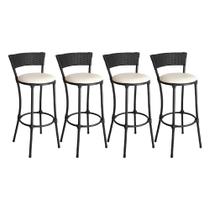 Conjunto de 4 Banquetas Alta Forts em Aço Carbono e Fibra Sintética