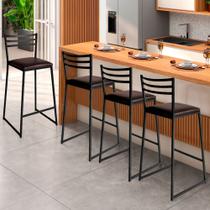 Conjunto de 4 Banquetas Alta Lisboa de Aço de Carbono