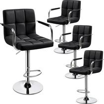 Conjunto de 4 banquetas altas ajustáveis Yaheetech em couro PU preto Conjunto de 4 banquetas altas ajustáveis Yaheetech em couro PU preto