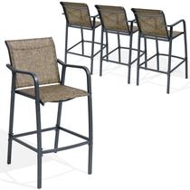 Conjunto de 4 Banquetas para Área Externa Crestlive em Metal com Tela Mesh 73 cm Conjunto de 4 Banquetas para Área Externa Crestlive em Metal com Tela Mesh 73 cm
