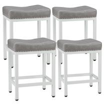 Conjunto de 4 Banquetas Sweetcrispy 61 cm Couro PU Cinza Conjunto de 4 Banquetas Sweetcrispy 61 cm Couro PU Cinza