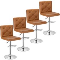 Conjunto de 4 banquetas VECELO modernas em couro PU marrom