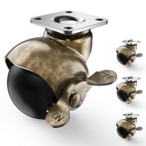 Conjunto de 4 bolas de latão antigas Caster Wheels HOLKIE de 2 polegadas Conjunto de 4 bolas de latão antigas Caster Wheels HOLKIE de 2 polegadas