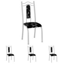 Conjunto de 4 Cadeiras 620/13 Madmelos Branco / Preto Flor