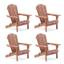 Conjunto de 4 Cadeiras Adirondack Dobráveis de Madeira Wood-Natrl Conjunto de 4 Cadeiras Adirondack Dobráveis de Madeira Wood-Natrl