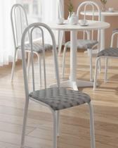 Conjunto De 4 Cadeiras Branco Em Aço Cozinha Jantar Estofada