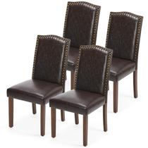 Conjunto de 4 cadeiras de jantar DUMOS em couro PU marrom moderno