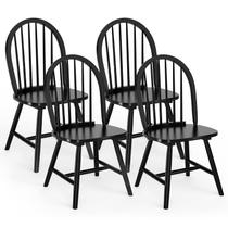 Conjunto de 4 Cadeiras de Jantar Giantex Windsor em Madeira Preta